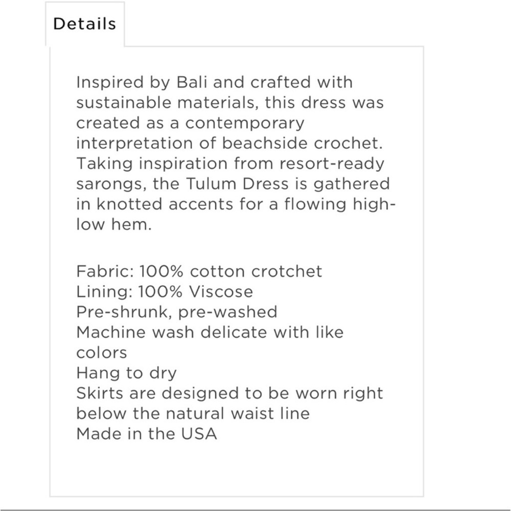 Just Bee Queen Tulum Bali Ruched Crochet Lace Dress White XS $725 - Picture 7 of 9
